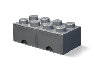 LEGO Aufbewahrungsstein mit 8 Noppen und Schubfächern in Dunkelgrau